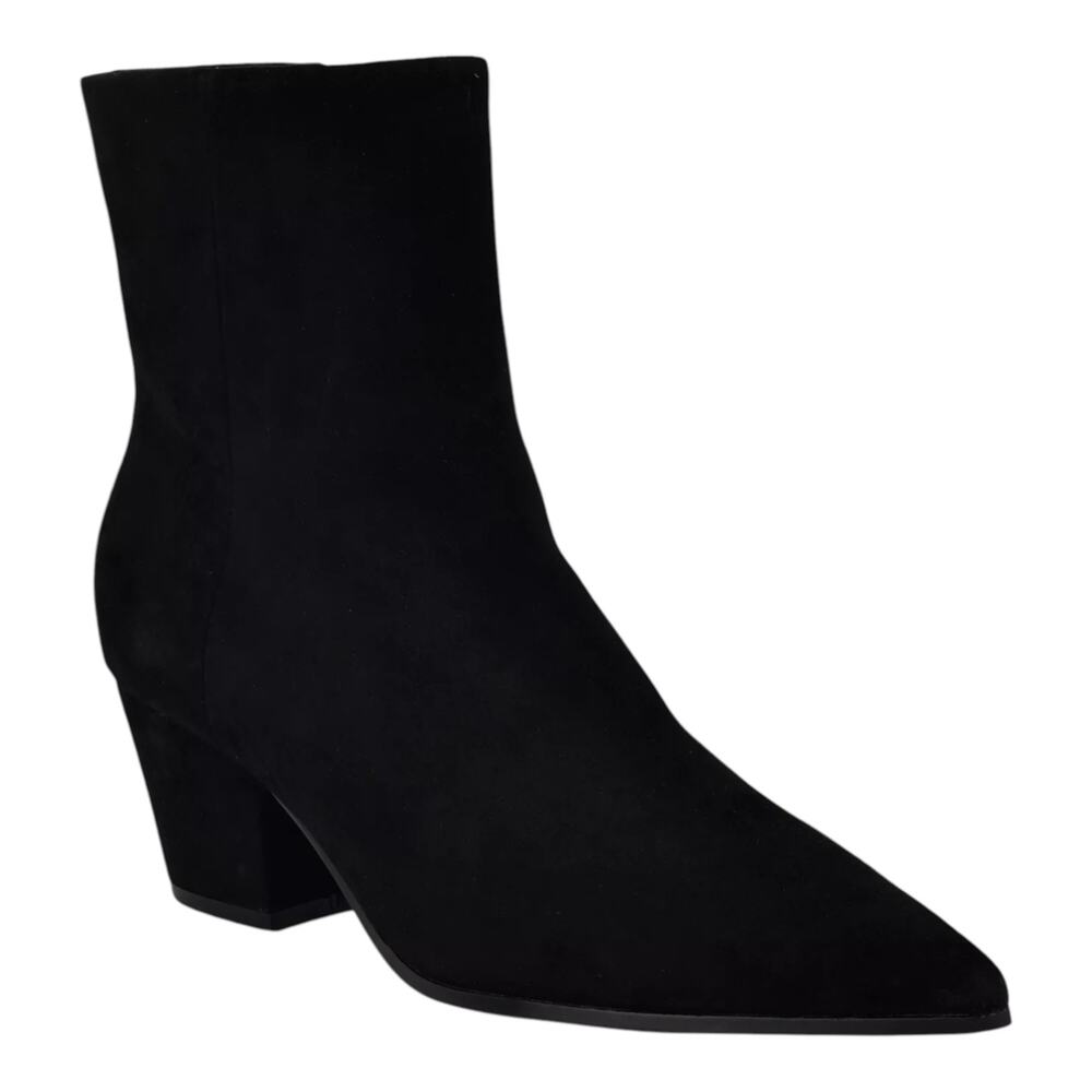 Nine West Women's Savie Suede Pointed Toe Block Heel Booties Black Size 8